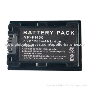 Camera Battery Pack for Sony NP-FH50,7.2V 1,200mAh, Li-ion